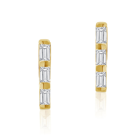 Diamond Baguette Bar Stud