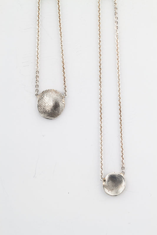 Men's Fingerprint Scapular Necklace - Silver 