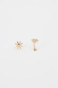Load image into Gallery viewer, Sun and Palm Tree Studs - Yellow Gold
