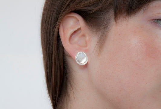 Diamond Bezel Fingerprint Earrings